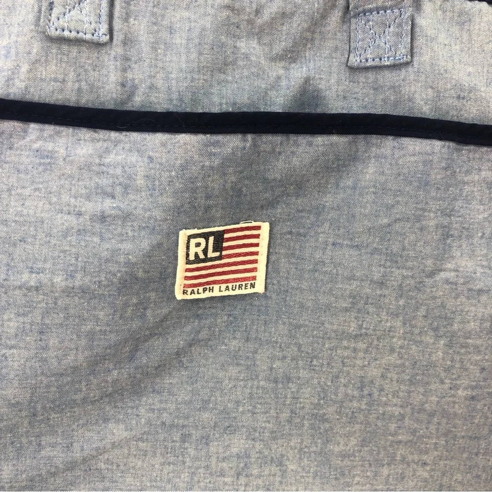 RL Ralph Lauren Tote Bag Blue Logo Diaper Bag Double Handle Pockets